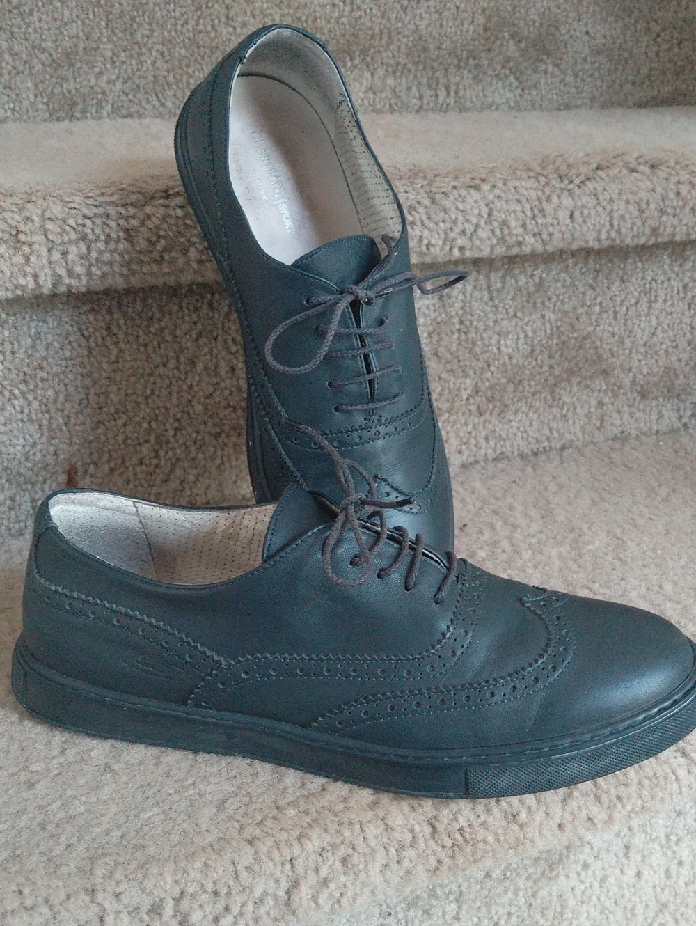 Alberto Guardiani Sport Men's Navy Leather Wingtip Hybrid Sneaker Dress Shoes